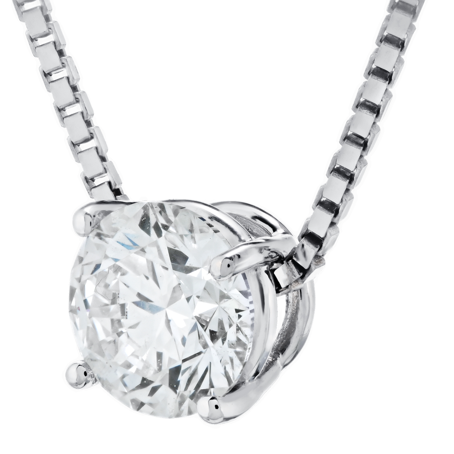 VERDE&trade; 14k White Gold 4 Prong Solitaire Slider Pendant 1.50 Ctw LAB GROWN DIAMONDS
