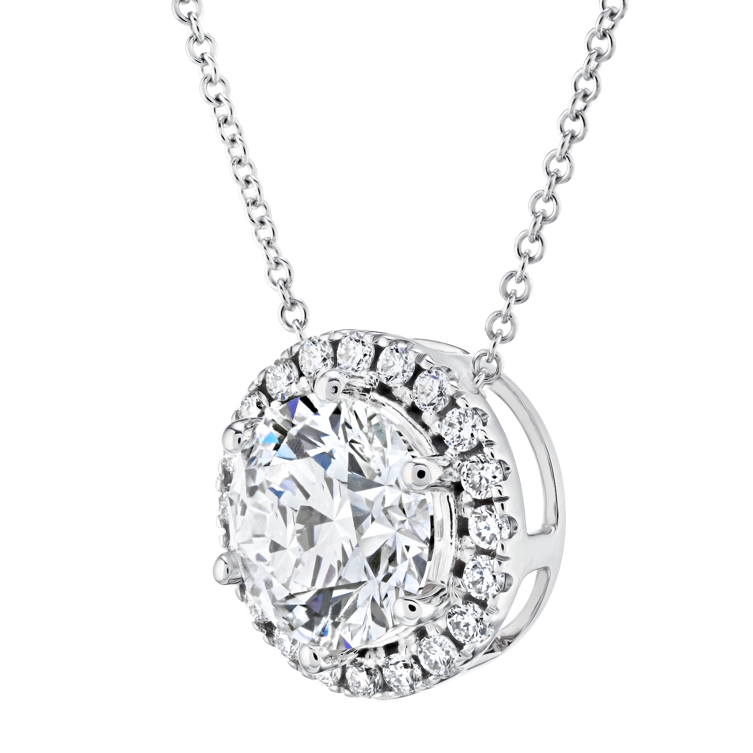 VERDE&trade; 14k White Gold Halo with Hidden Bail Pendant 2.45 Ctw LAB GROWN DIAMONDS