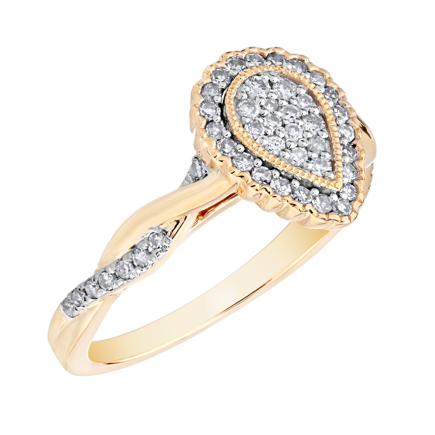 Diamond Bouquet&trade; 10k Yellow Gold 7 Stone Cluster 0.00 Ctw Matching Pendant & Earrings