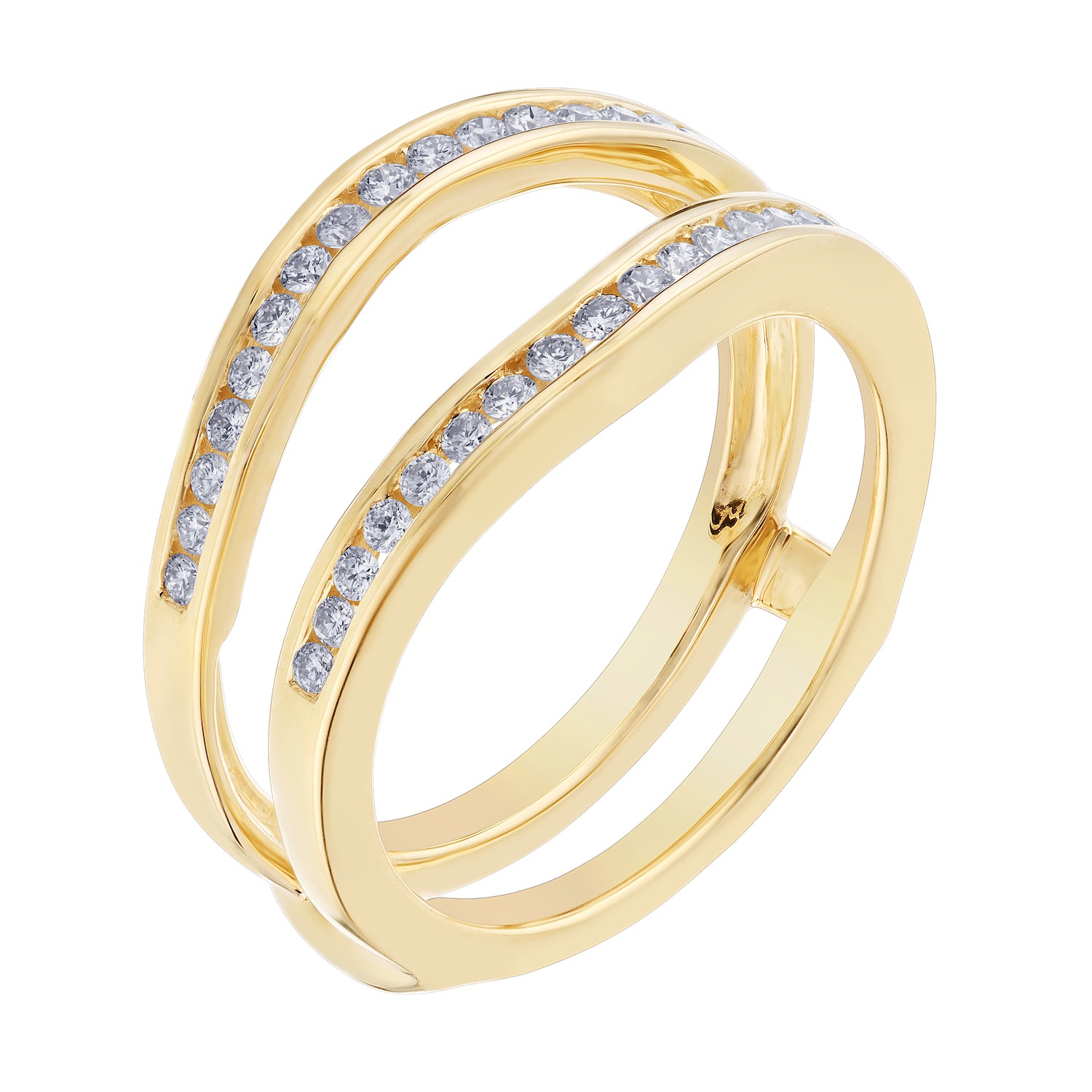 Love Connection&trade; 14K Yellow Gold Diamond Slightly Curved Channel Set Ring 0.33 Ctw