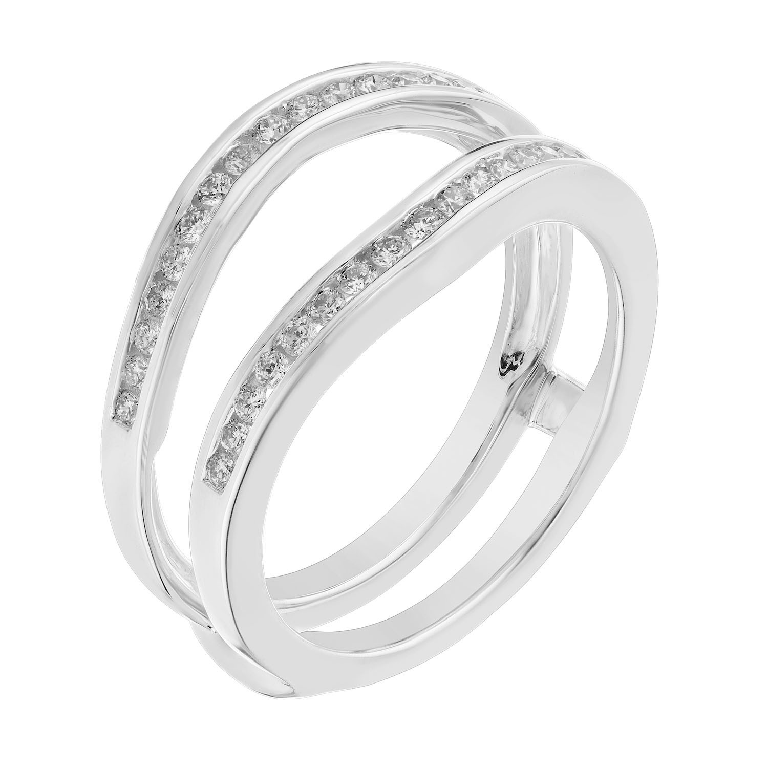 Love Connection&trade; 14K White Gold Diamond Slightly Curved Channel Set Ring 0.33 Ctw