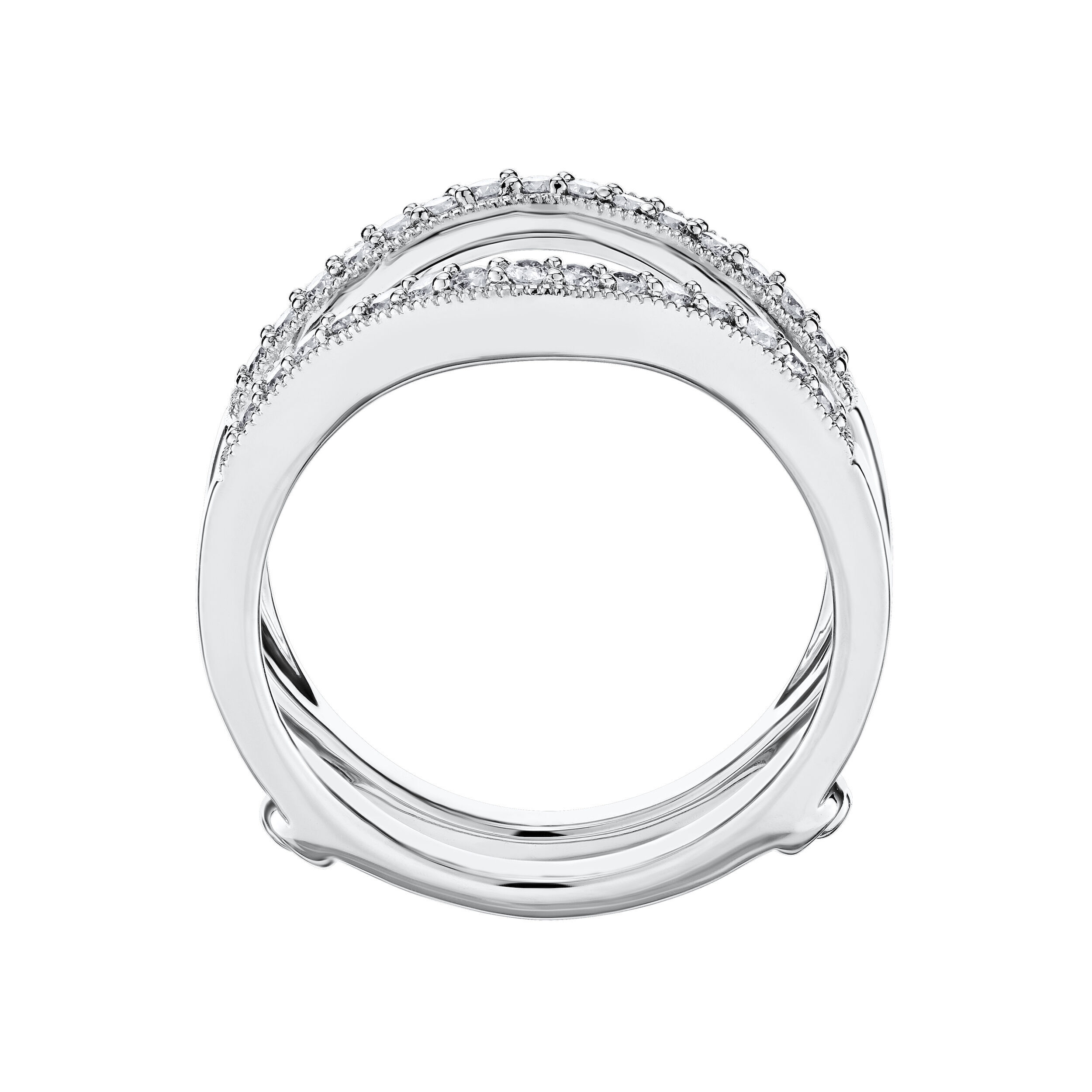 Love Connection&trade; 14K White Gold Diamond Bead Set With Milgrain Edges Ring 0.33 Ctw