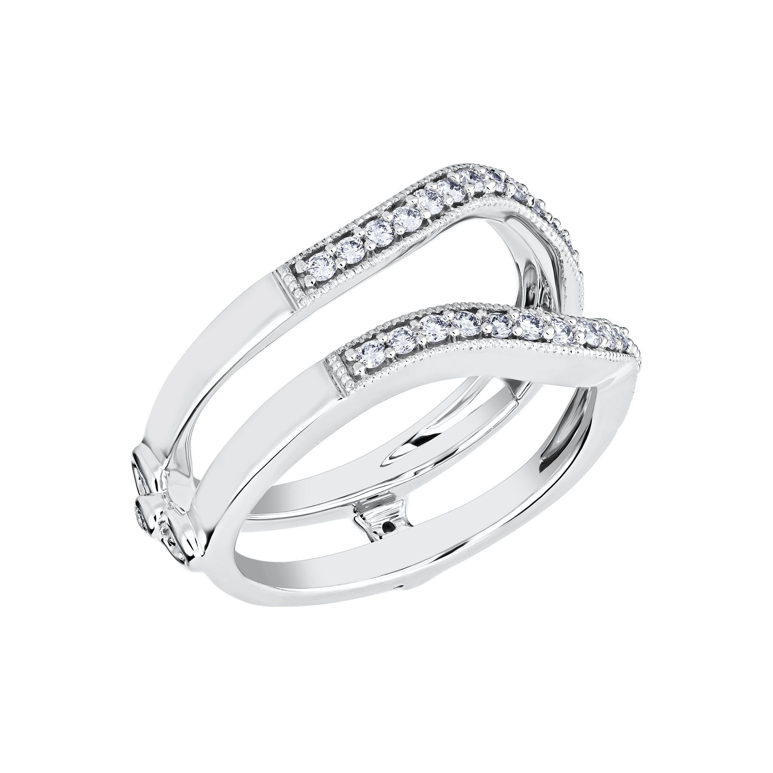 Love Connection&trade; 14K White Gold Diamond Bead Set With Milgrain Edges Ring 0.33 Ctw