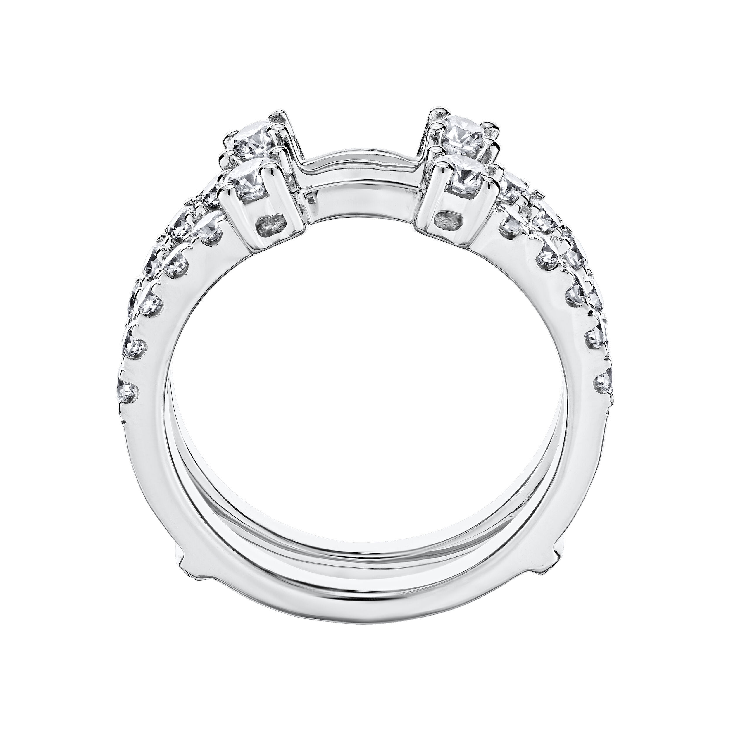 Love Connection&trade; 14K White Gold Diamond Parallel Shared Prong 4 Larger Diamonds Center Ring 0.25 Ctw