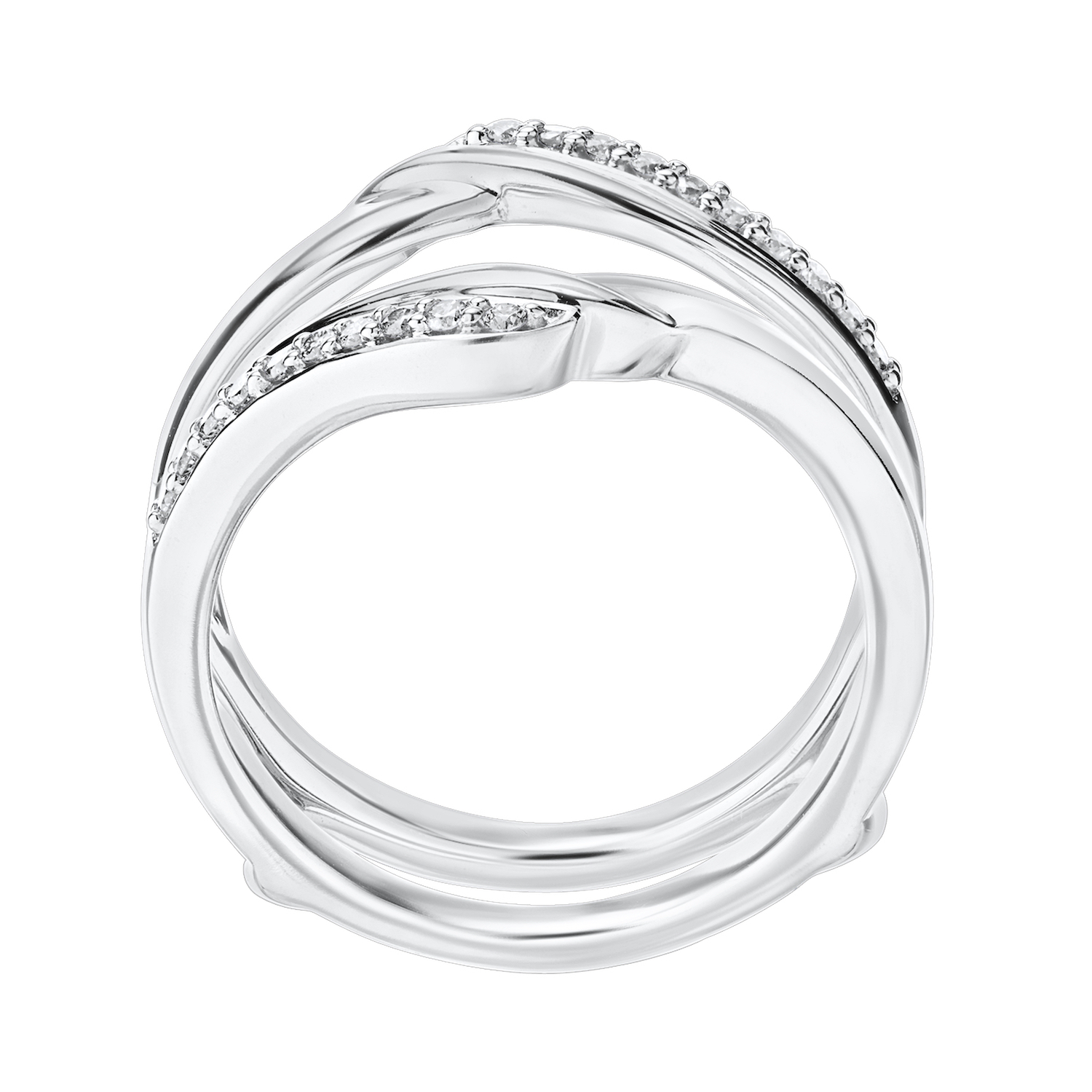 Love Connection&trade; 10K White Gold Diamond Asymmetrical Bead Set With Twist Ring 0.15 Ctw