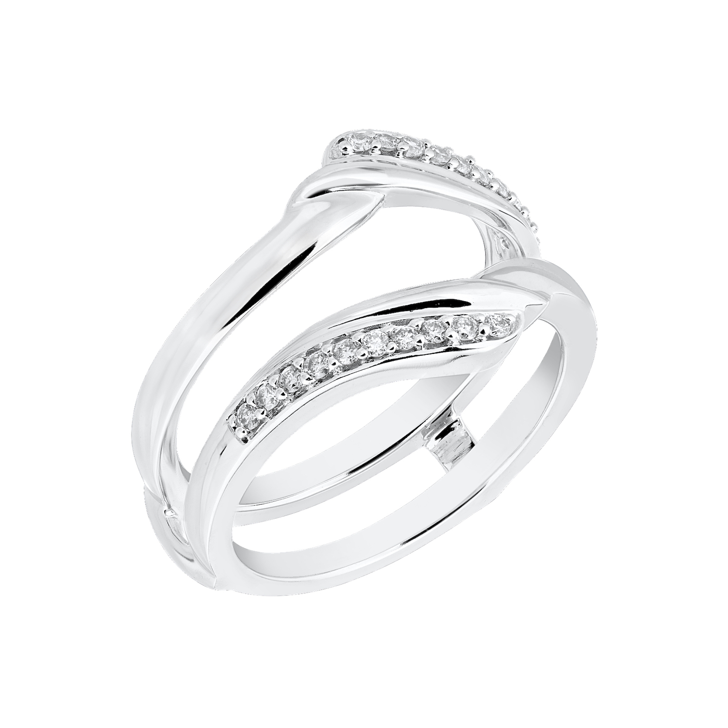 Love Connection&trade; 10K White Gold Diamond Asymmetrical Bead Set With Twist Ring 0.15 Ctw