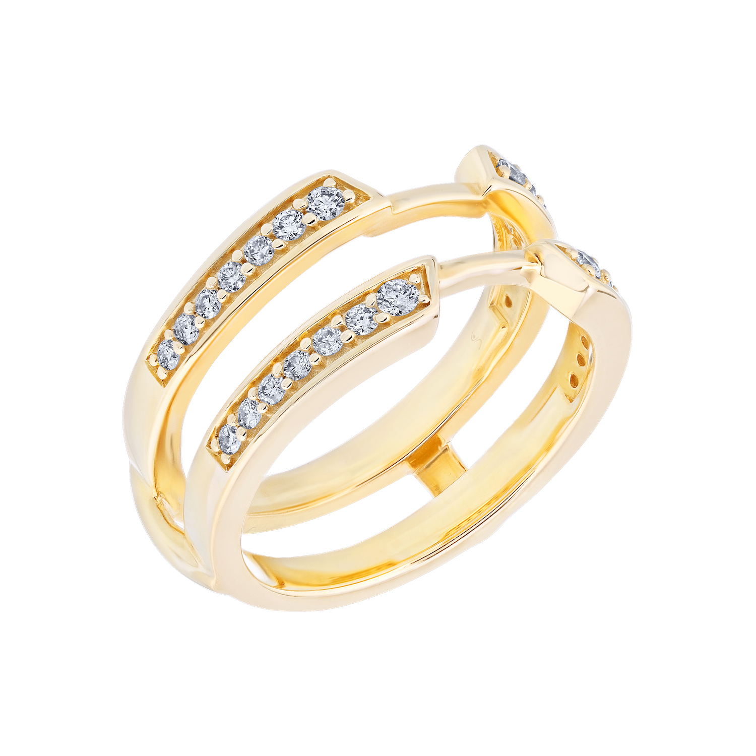 Love Connection&trade; 10K Yellow Gold Diamond Bead Set Parallel Guard With Space Bar Ring 0.33 Ctw