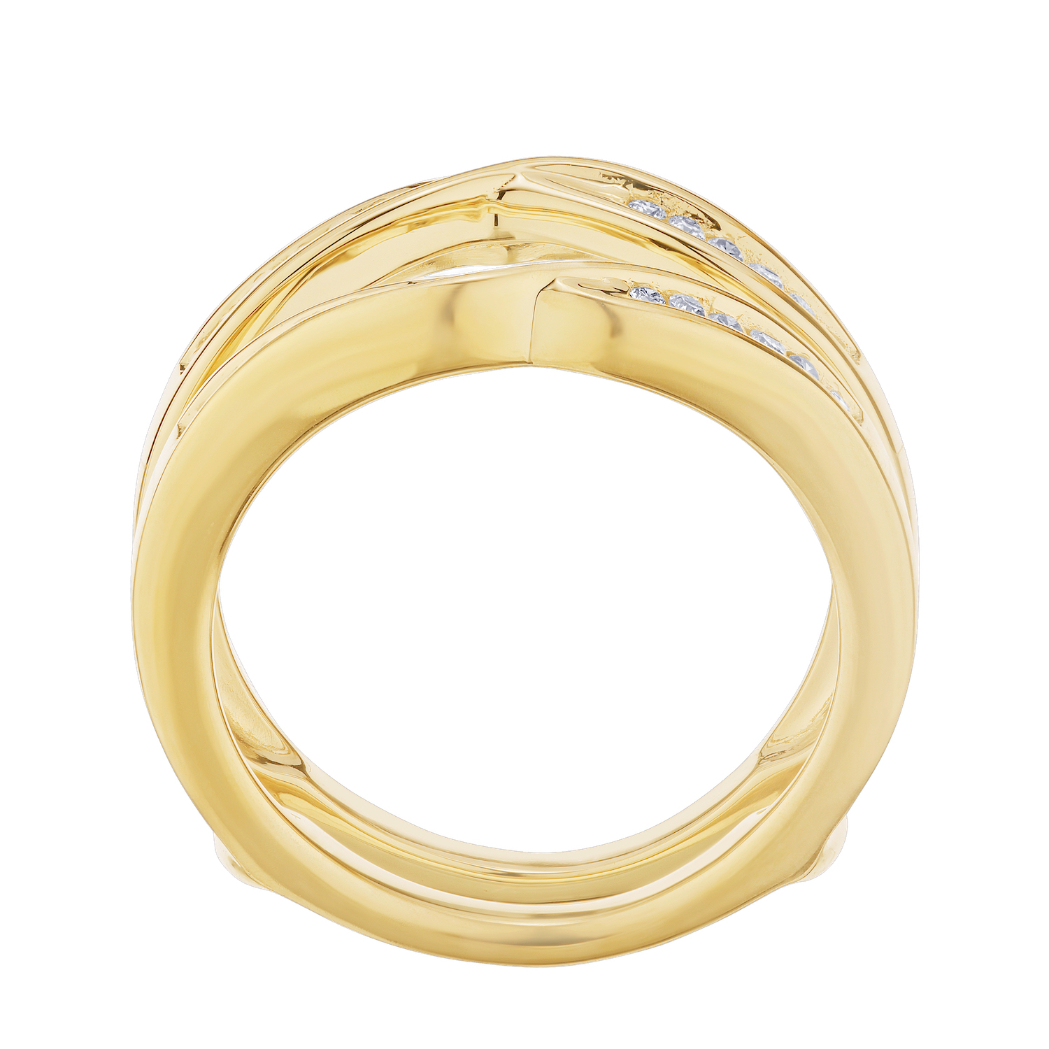 Love Connection&trade; 10K Yellow Gold Diamond Channel Set With Twist In Front Ring 0.20 Ctw