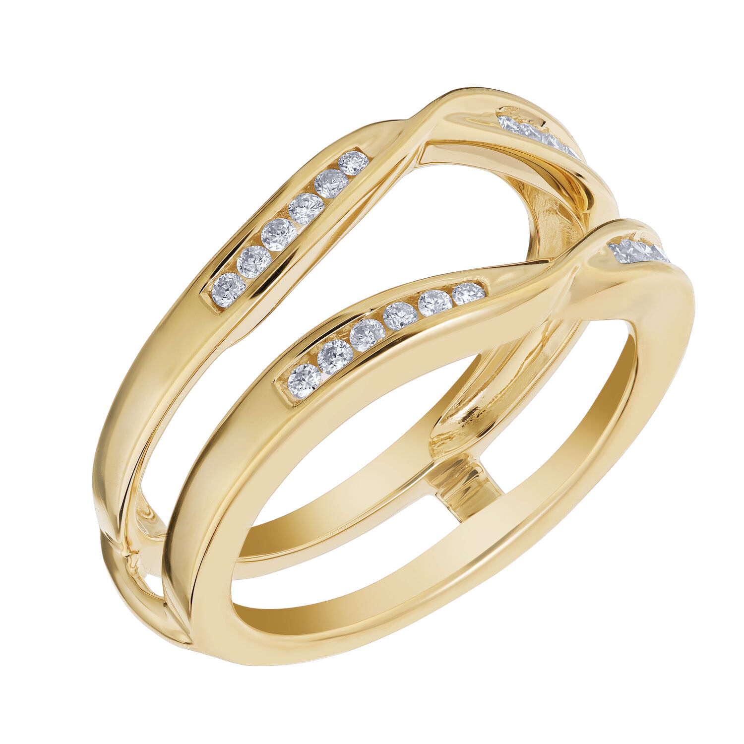 Love Connection&trade; 10K Yellow Gold Diamond Channel Set With Twist In Front Ring 0.20 Ctw