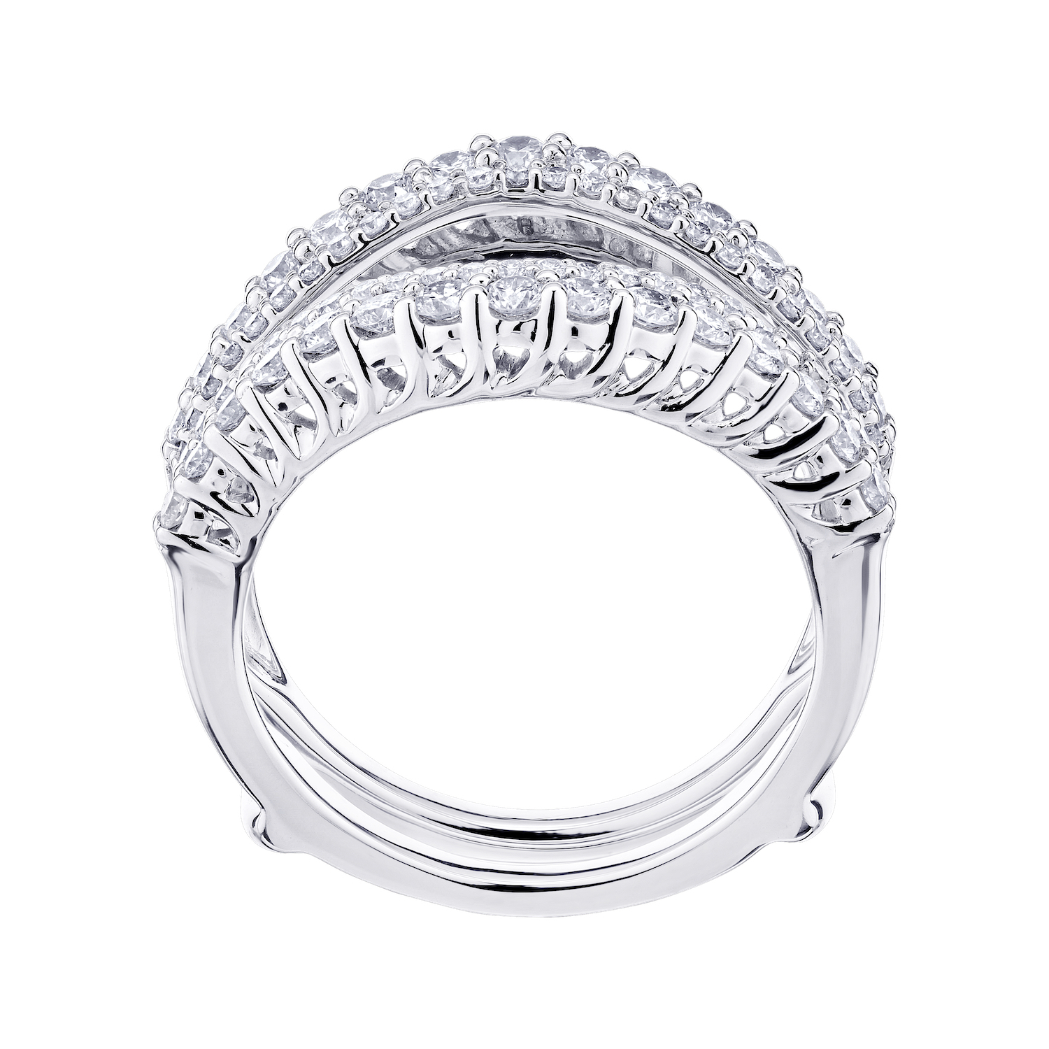 Love Connection&trade; 14K White Gold Diamond Double Row Guard Prong Set Diamonds Ring 1.00 Ctw