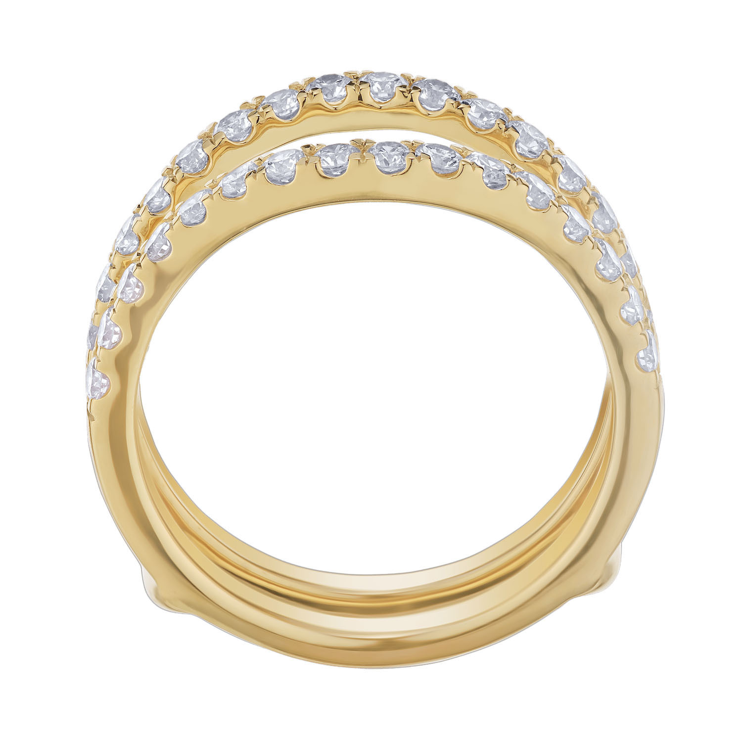 Love Connection&trade; 14K Yellow Gold Diamond Chevron Slight Curve Wrap Ring 0.75 Ctw