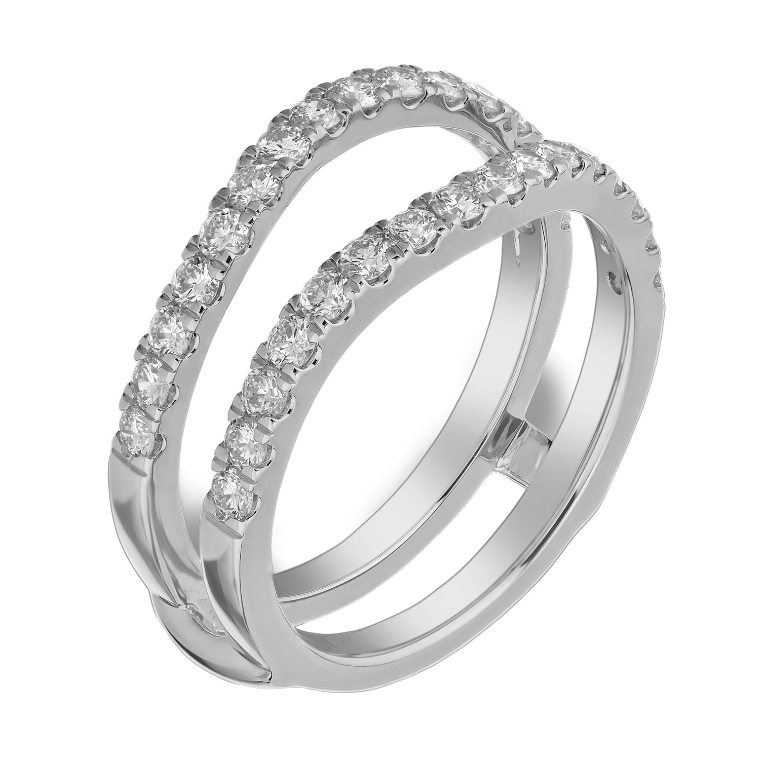 Love Connection&trade; 14K White Gold Diamond Chevron Slight Curve Wrap Ring 0.75 Ctw