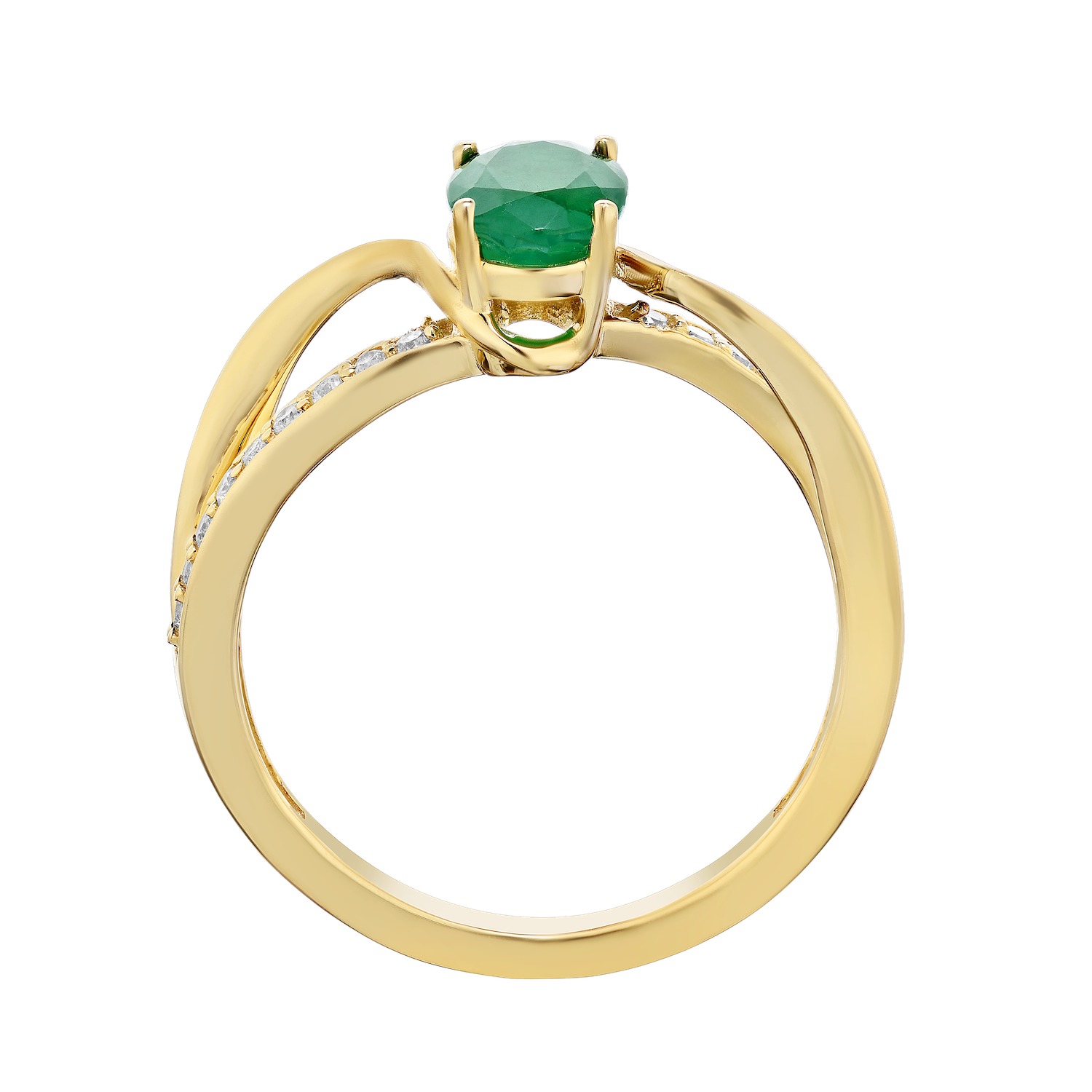 10k Yellow Gold Ring Diamond Emerald 0.75 Ctw Ring