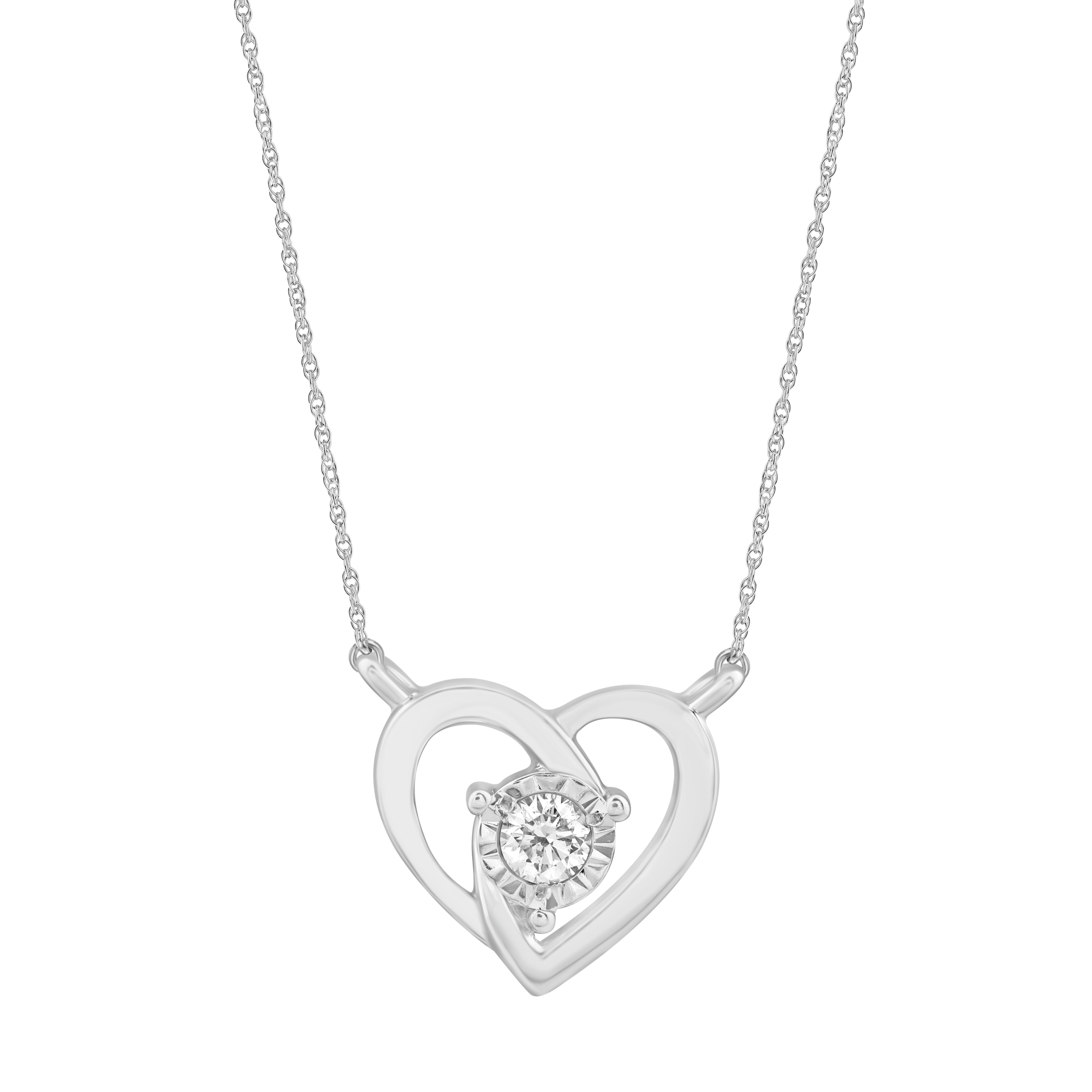 10k White Gold Heart Pendant 0.05 Ctw Diamond Available in White, Yellow or Rose Gold