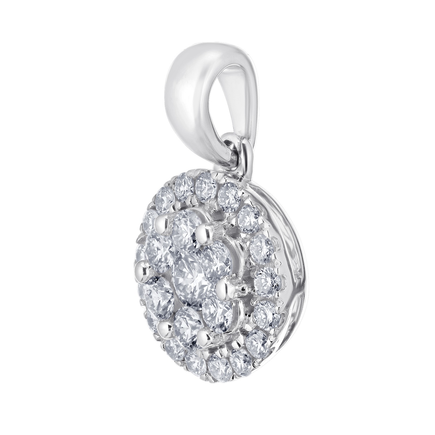 Diamond Bouquet&trade; 10K White Gold Diamond Cluster Center with Halo Pendant 0.33 Ctw