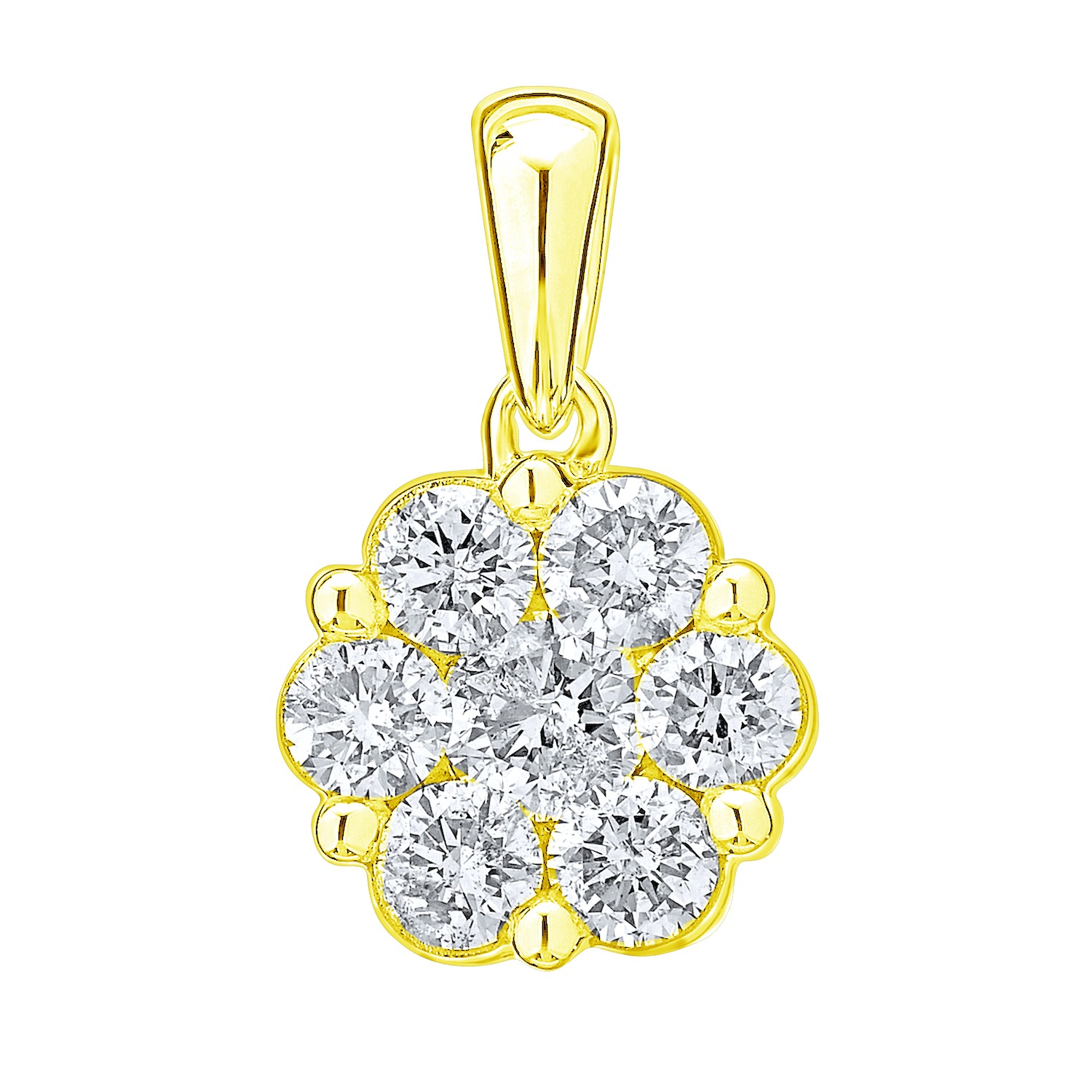 Diamond Bouquet&trade; 10K Yellow Gold Diamond 7 Stone Cluster Pendant Pendant 2.50 Ctw
