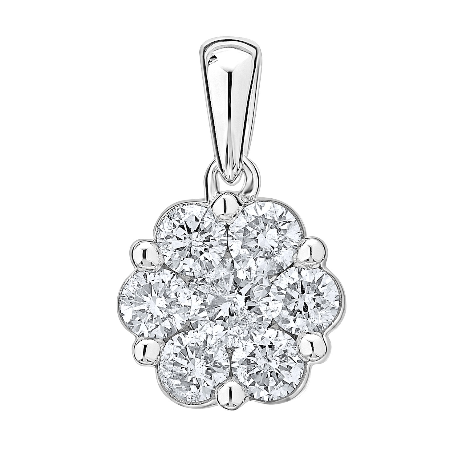 Diamond Bouquet&trade; 10K White Gold Diamond 7 Stone Cluster Pendant Pendant 2.50 Ctw