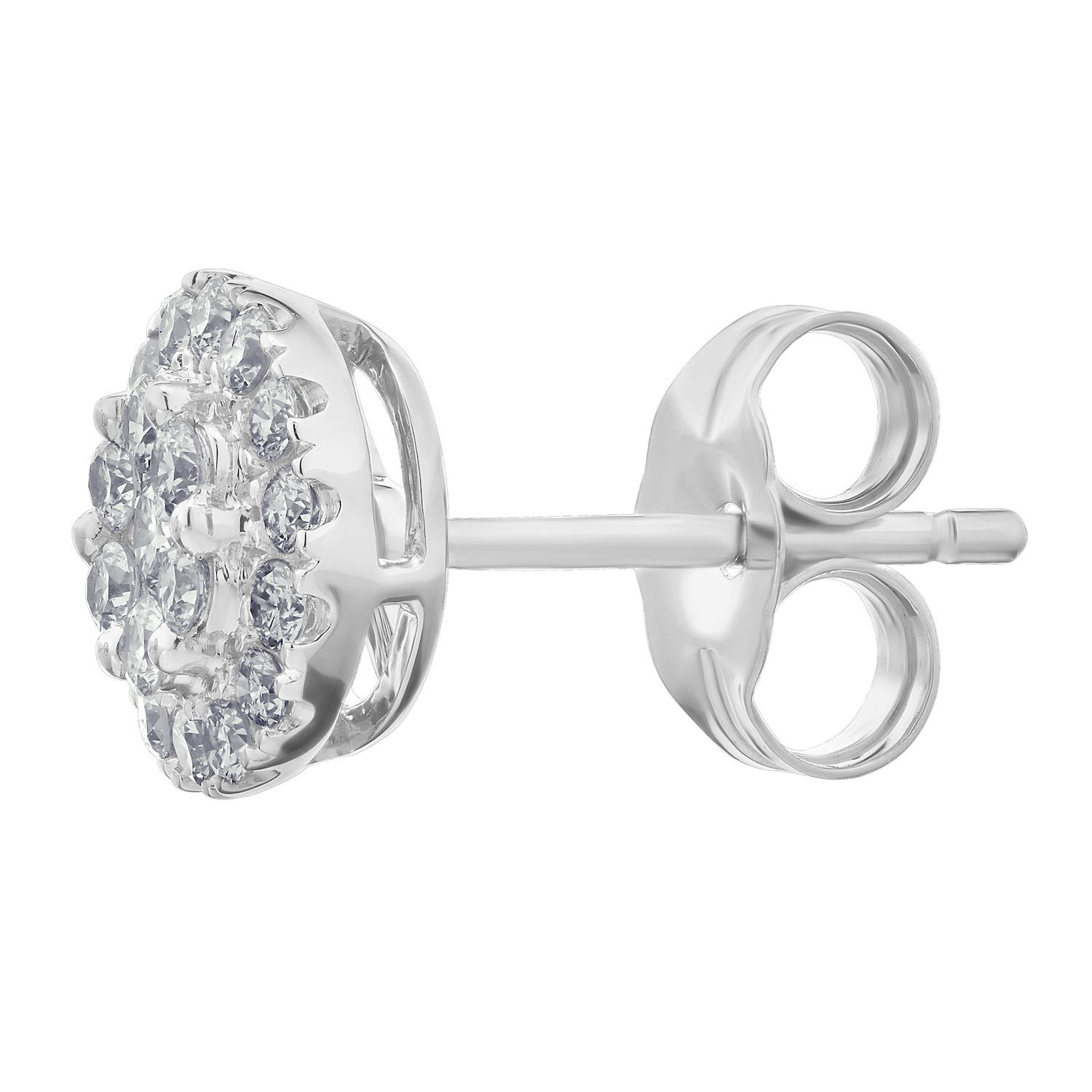Diamond Bouquet&trade; 14K White Gold Diamond Round Cluster Center Halo Earrings 0.50 Ctw
