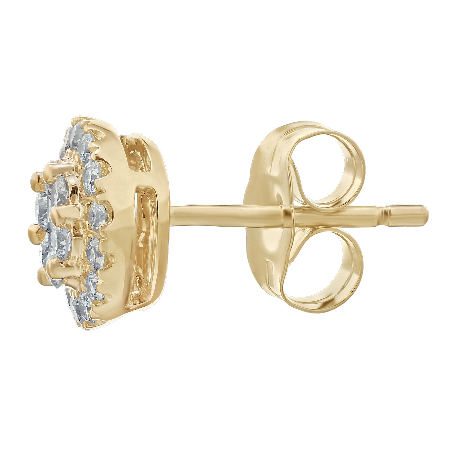 Diamond Bouquet&trade; 10K Yellow Gold Diamond Round Cluster Center Halo Earrings 0.75 Ctw