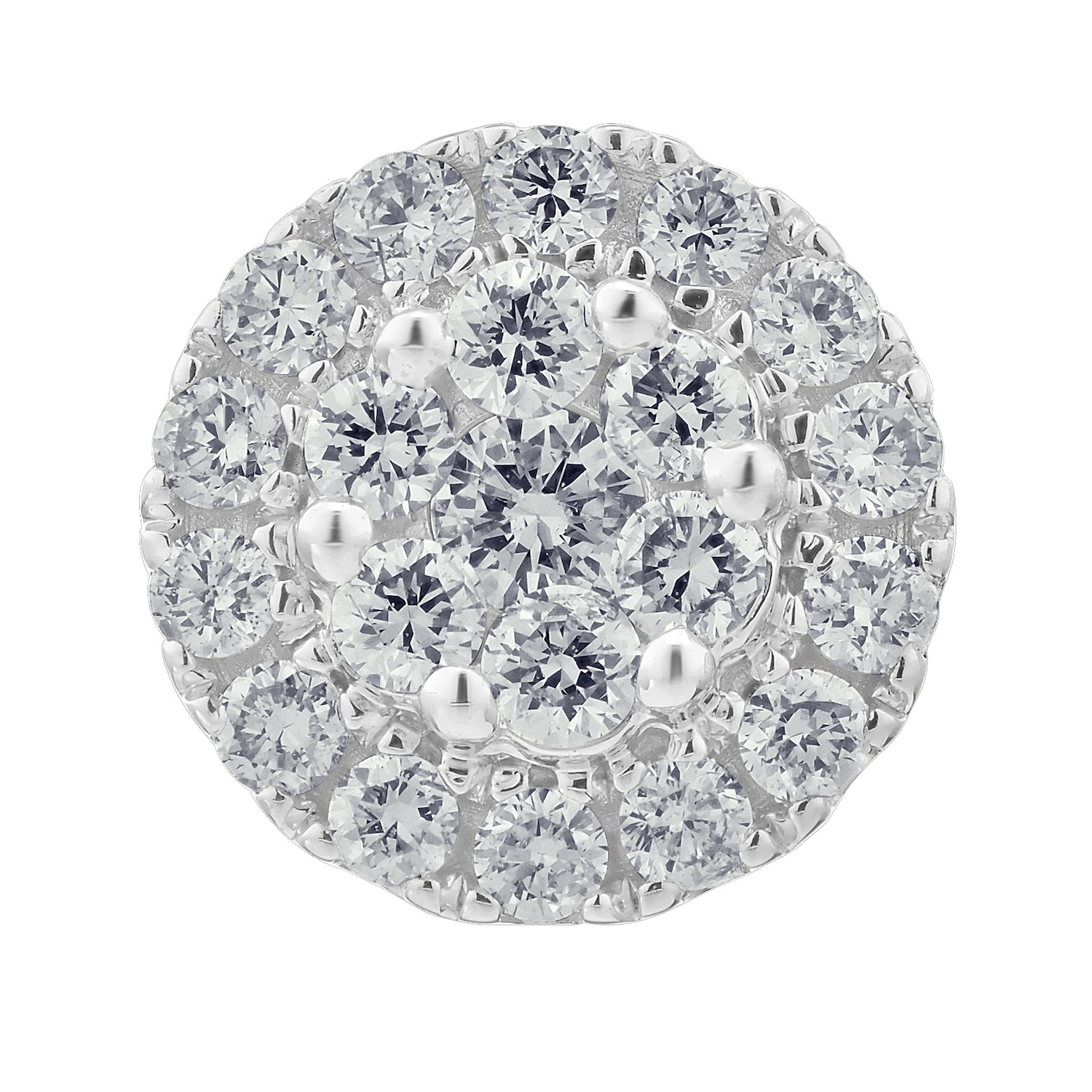 Diamond Bouquet&trade; 10K White Gold Diamond Round Cluster Center Halo Earrings 0.75 Ctw