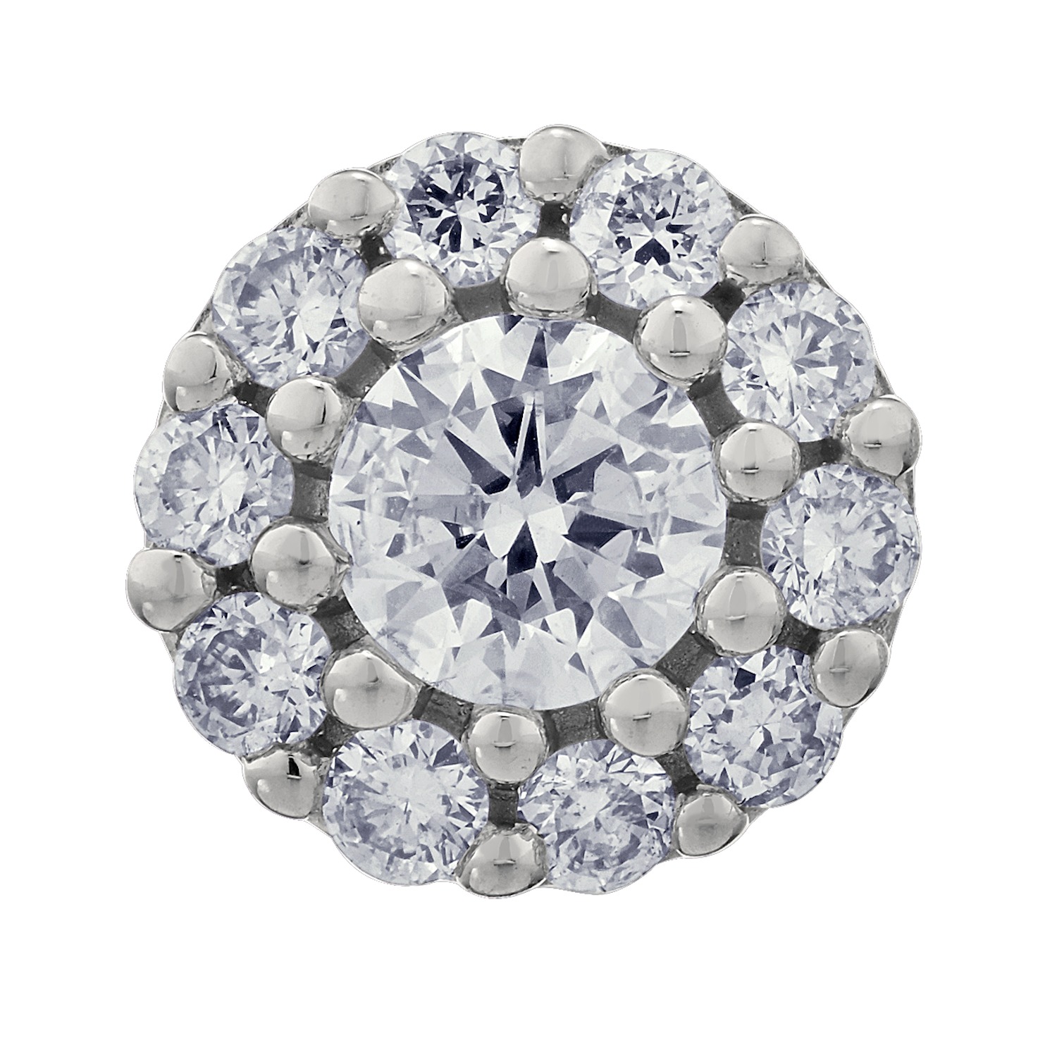 Diamond Bouquet&trade; 10K White Gold Diamond Round Prong Set Center with Halo Studs Earrings 0.75 Ctw