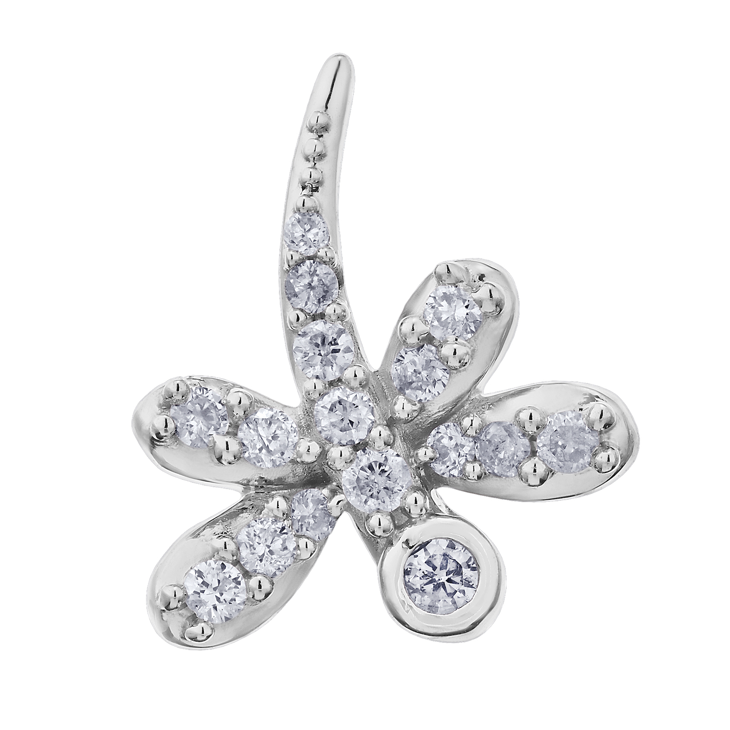 ZooLightful&trade; 14K White Gold Dragonfly with Bezel Set Head Earrings Diamond 0.20 Ctw