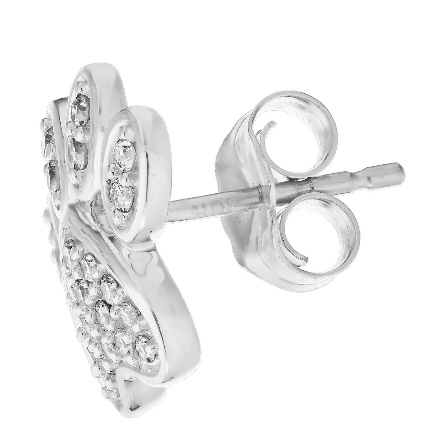 ZooLightful&trade; 14K White Gold Pave Set Paw Print Studs Earrings Diamond 0.25 Ctw