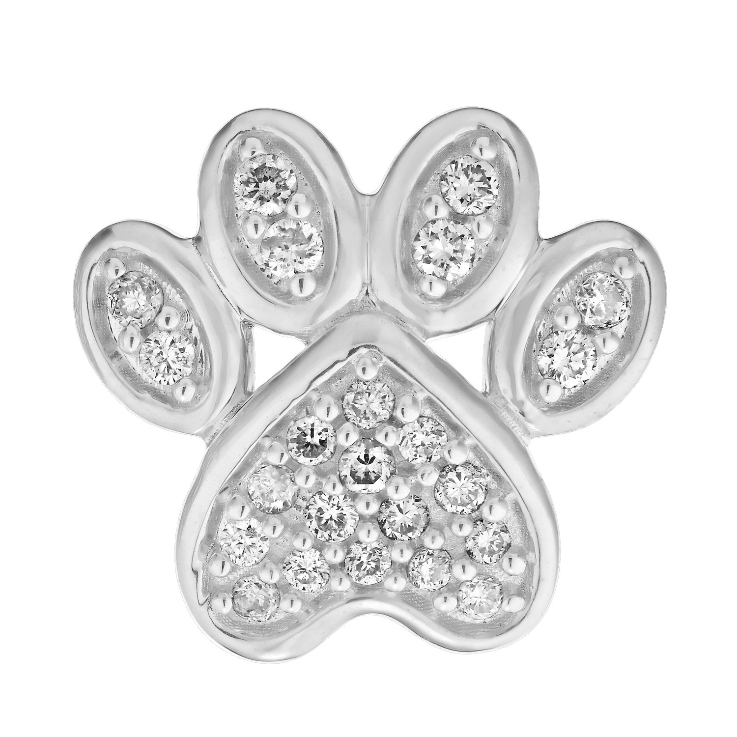 ZooLightful&trade; 14K White Gold Pave Set Paw Print Studs Earrings Diamond 0.25 Ctw