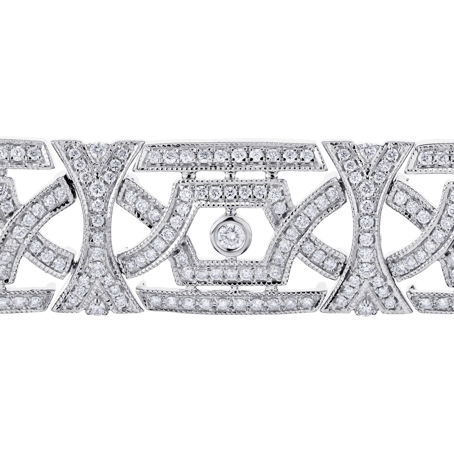 Vintage Treasures&trade; 14k White Gold Vintage Art Deco Geometric Design Bracelet Diamond 3.50 Ctw