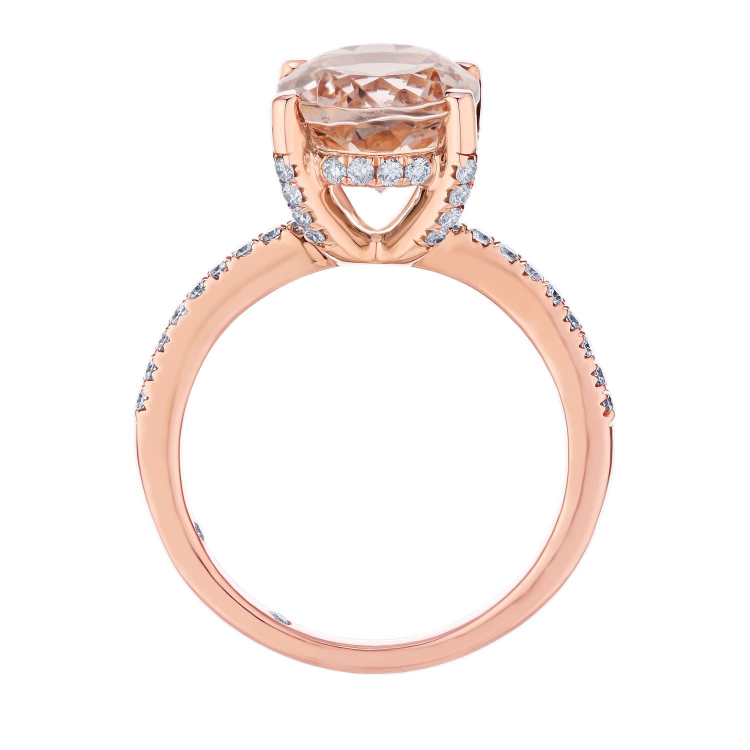 Peach Blossom&trade; Rose Gold Oval Solitaire Prong Set Diamond Shoulders Ring Diamond 2.638 Ctw
