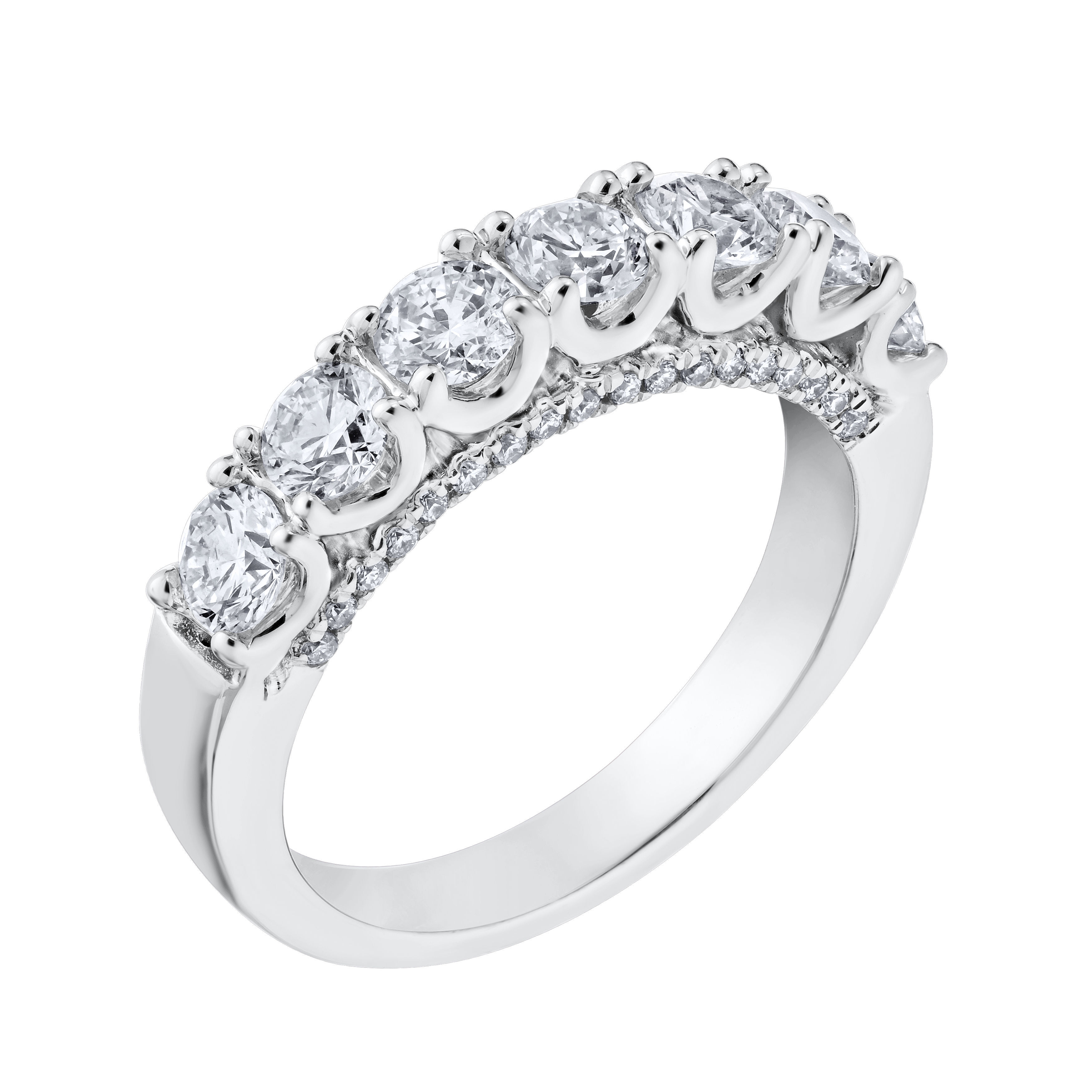 Ring: 14KW Shared Prong Diamond Accents 43 Rd. 1 1/2 Ctw