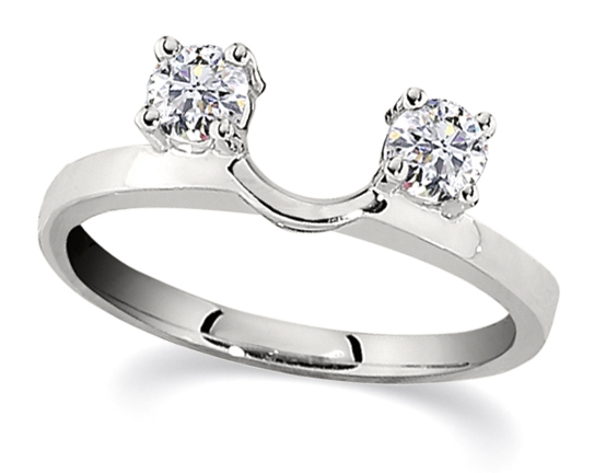 Love Connection&trade; 14K White Gold Diamond Prong Set Diamond Each Side Ring 0.40 Ctw