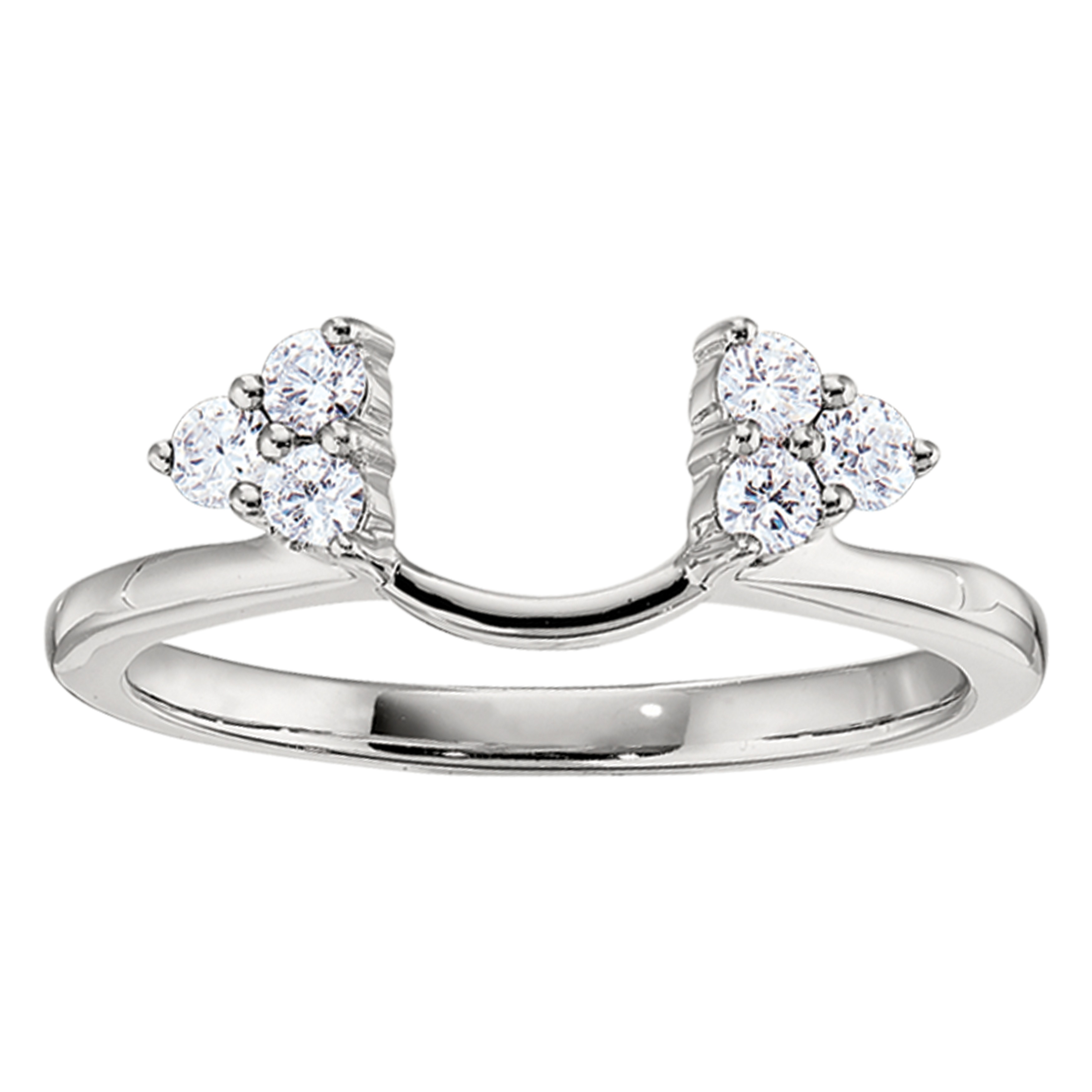 Love Connection&trade; 14K White Gold Diamond Wrap 3 Prong Set Diamonds Each Side Ring 0.25 Ctw