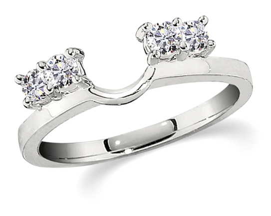 Love Connection&trade; 14K White Gold Diamond 2 Prong Set Diamonds Each Side Ring 0.10 Ctw