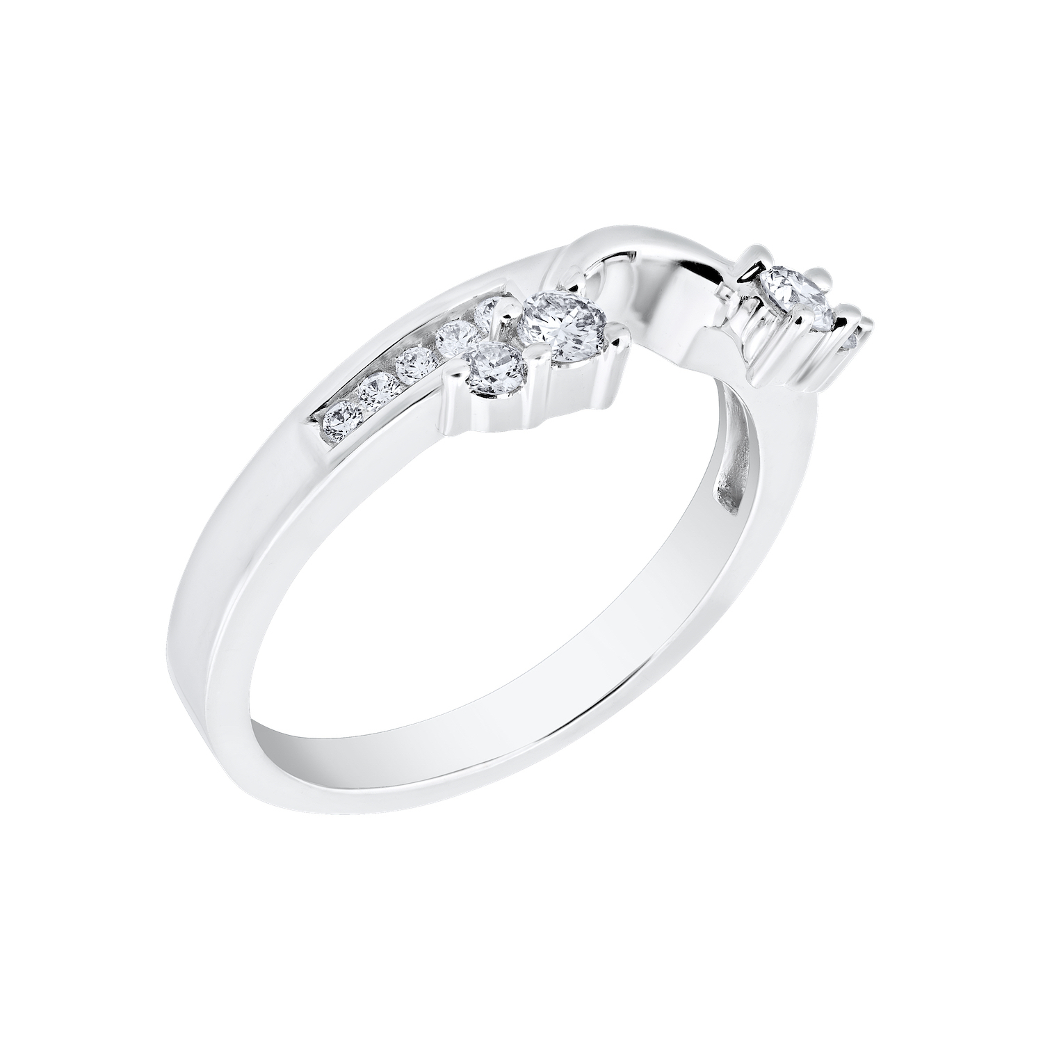 Love Connection&trade; 14K White Gold Diamond Prong Set Shoulders With Channel Set Shank Ring 0.33 Ctw
