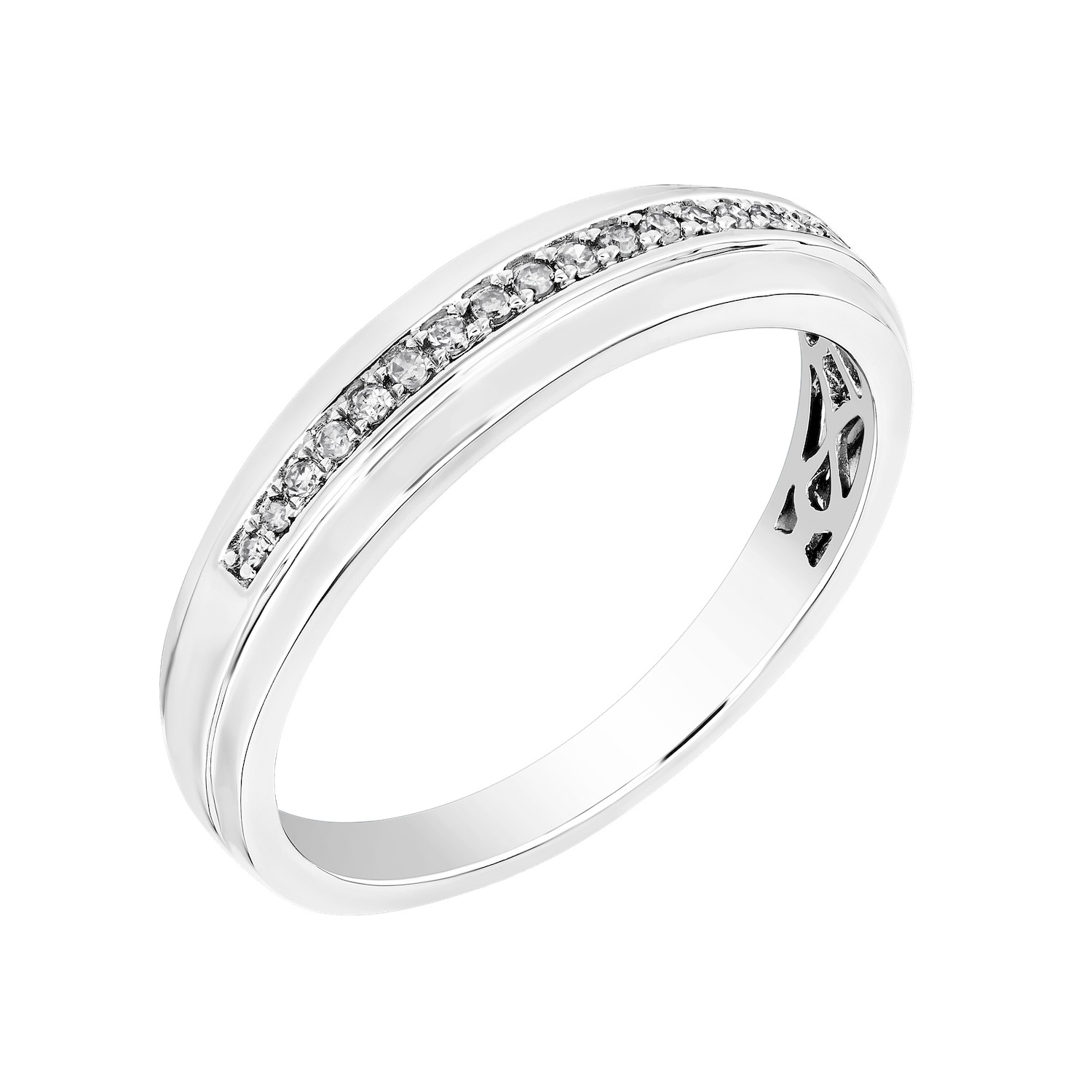 Ring: 10KW Diamond Band With Polished Rails 0.10 Ctw