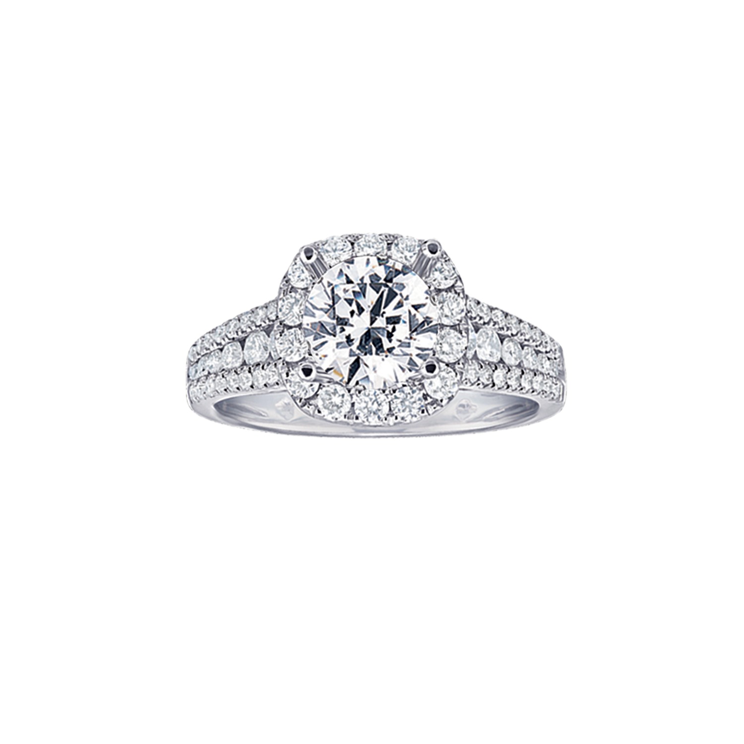 14KW White Gold Diamond Engagement Ring 7.04 Ctw