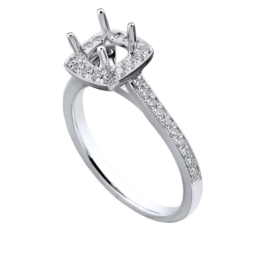 14KW White Gold Diamond Engagement Ring 3.96 Ctw