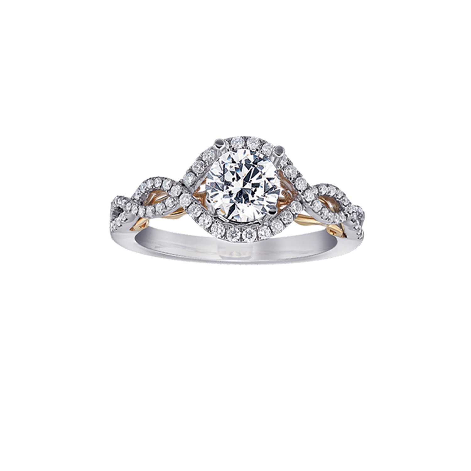 14K Two Tone Gold Diamond Engagement Ring 6.38 Ctw