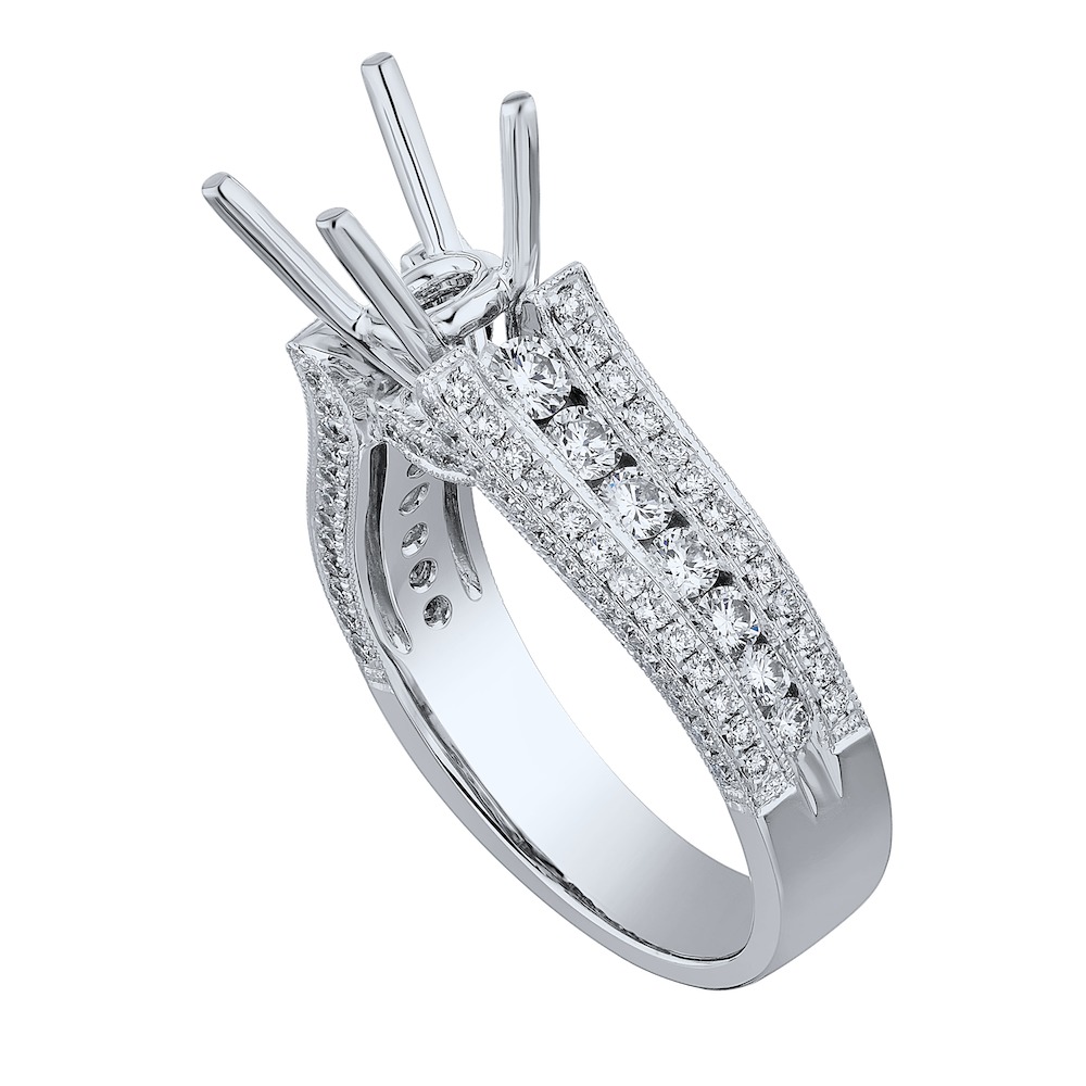14KW White Gold Diamond Engagement Ring 13.64 Ctw