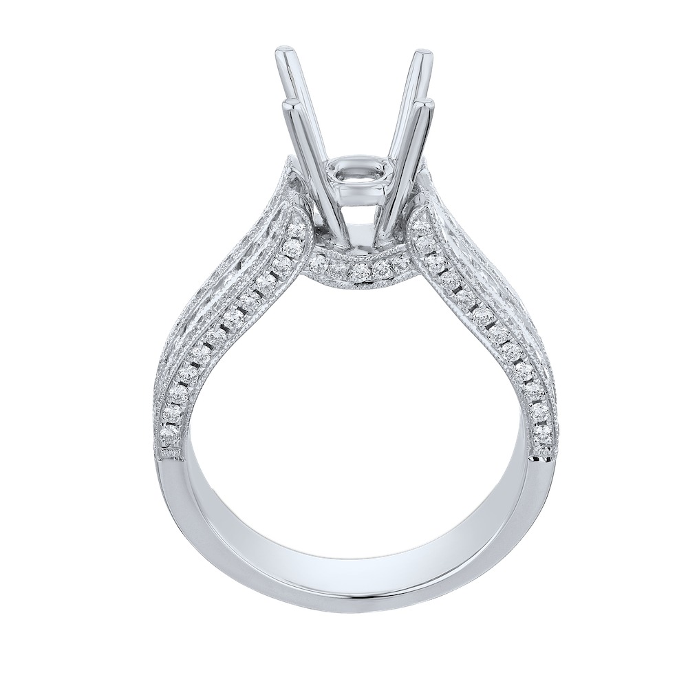 14KW White Gold Diamond Engagement Ring 13.64 Ctw