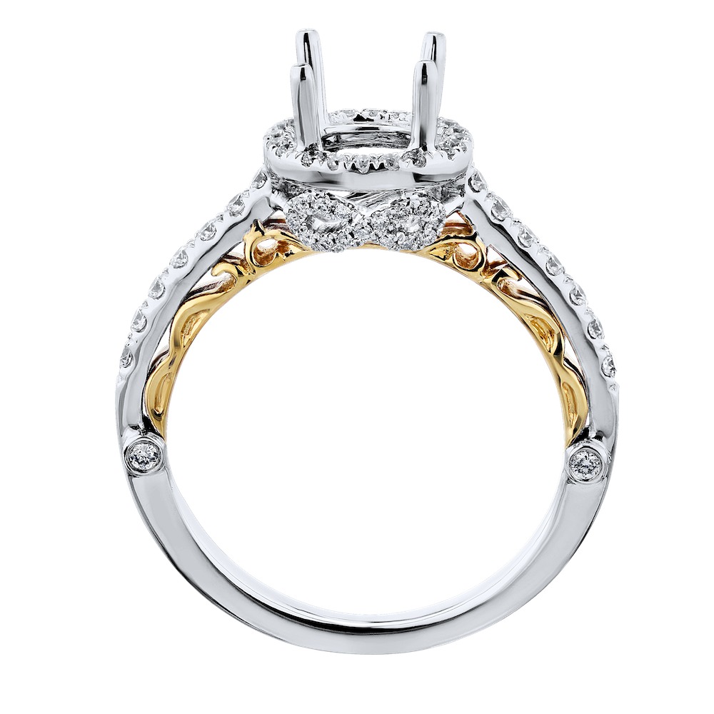14K Two Tone Gold Diamond Engagement Ring 7.48 Ctw