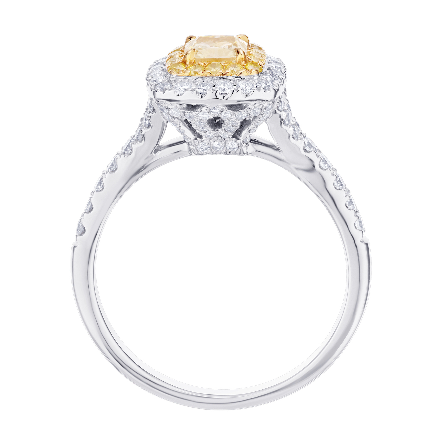 Canary Couture&trade; 14k Two Tone Gold Ring Yellow & White Diamond 1.00 Ctw