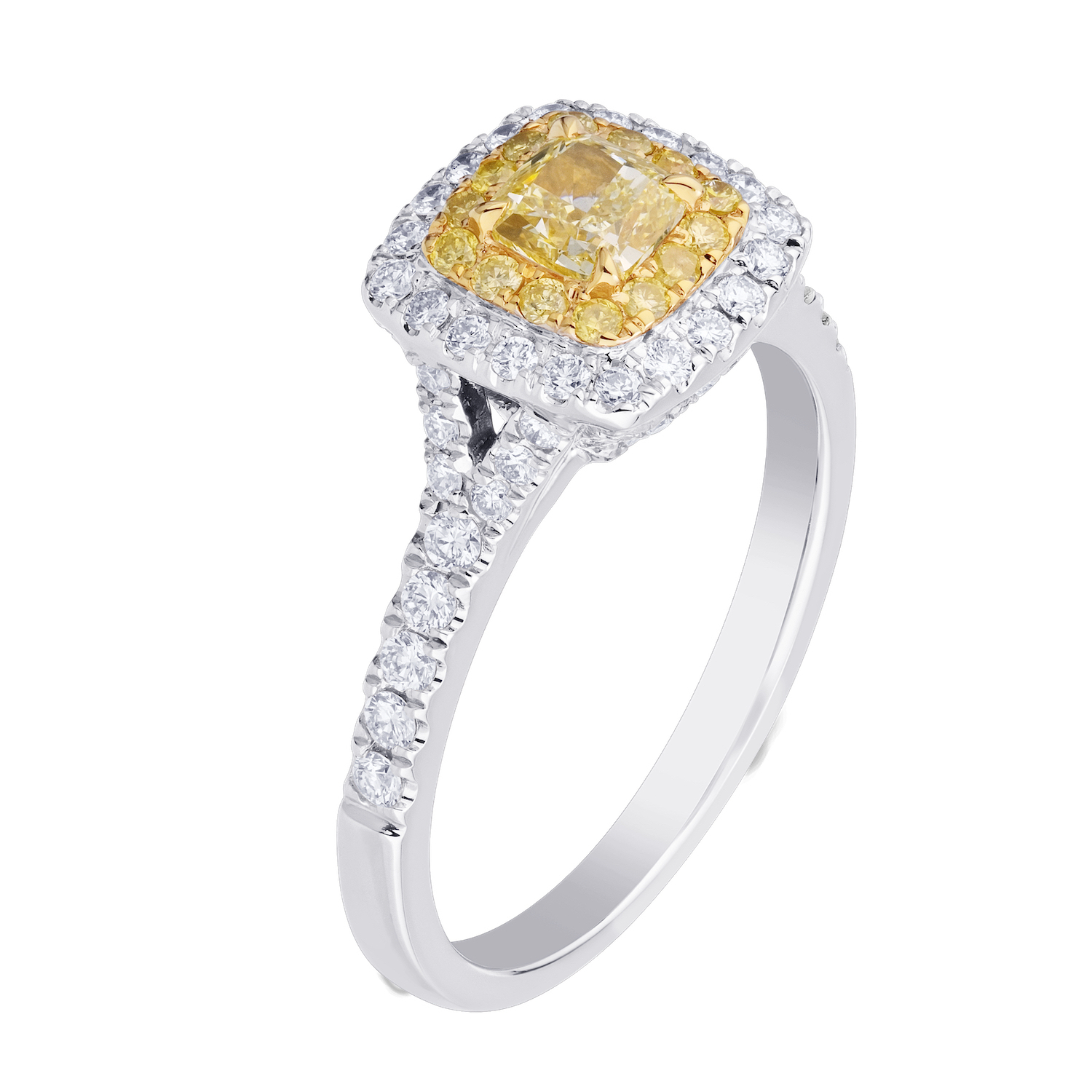 Canary Couture&trade; 14k Two Tone Gold Ring Yellow & White Diamond 1.00 Ctw