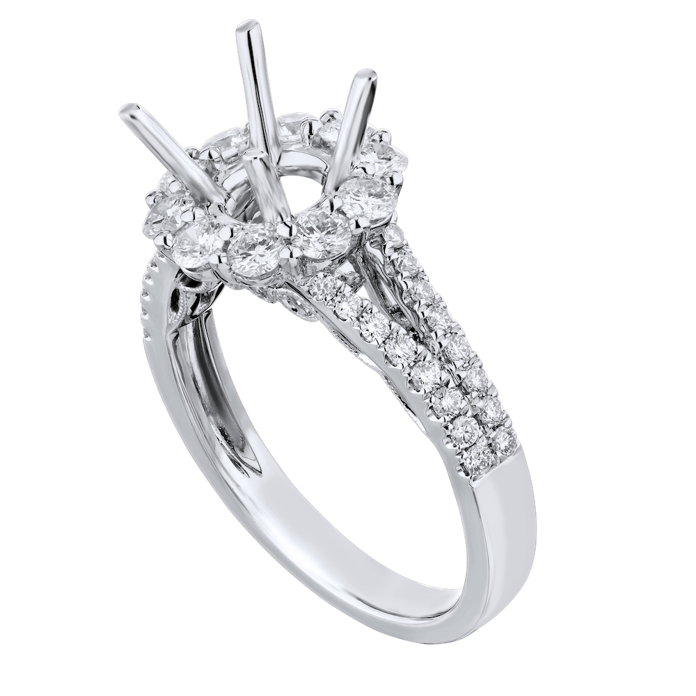 14KW White Gold Diamond Engagement Ring 4.84 Ctw