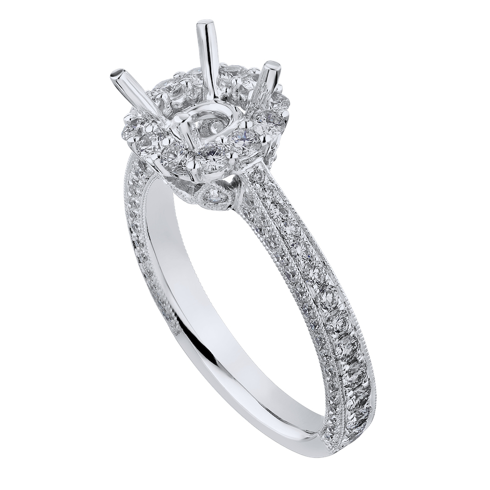14KW White Gold Diamond Engagement Ring 13.64 Ctw