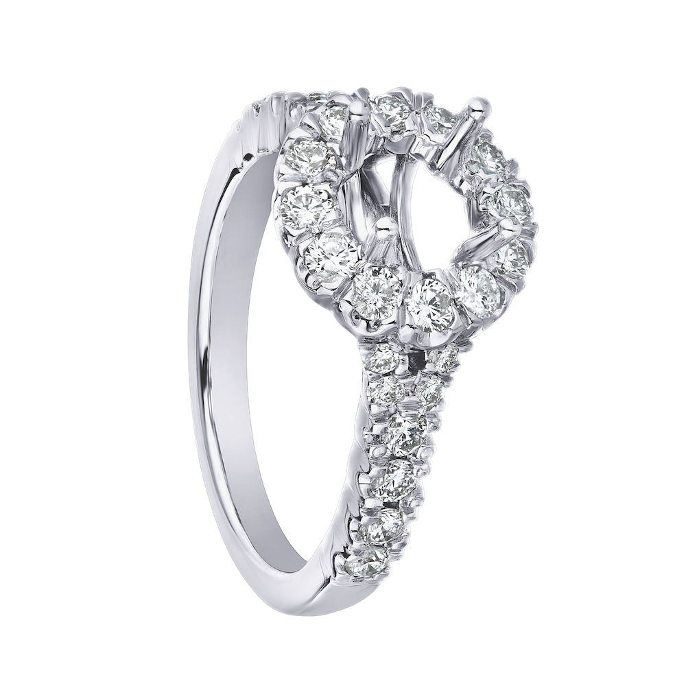 14KW White Gold Diamond Engagement Ring 3.08 Ctw
