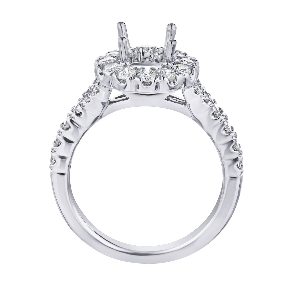 14KW White Gold Diamond Engagement Ring 3.08 Ctw
