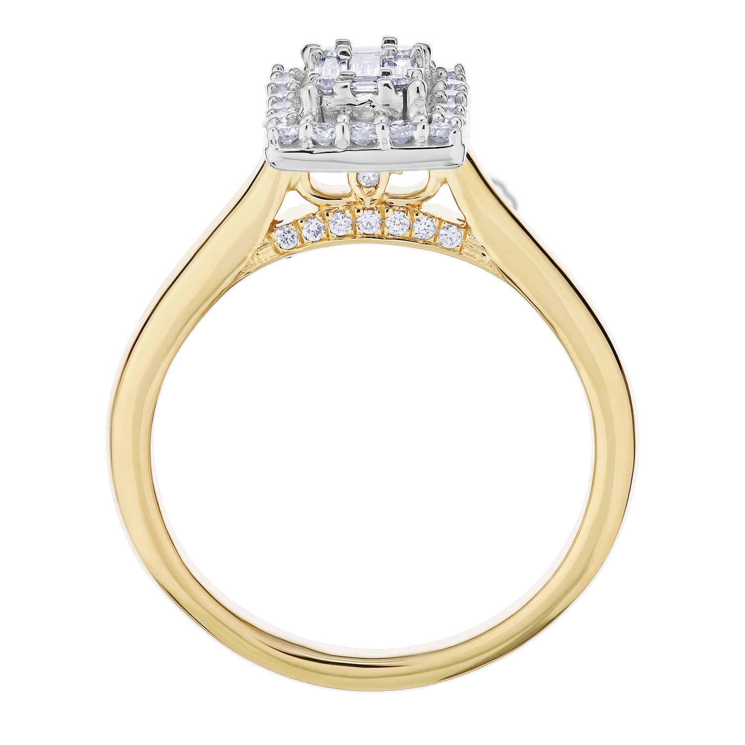 Multiplicity&trade; 14k Emerald Shape Halo Plain Shank 0.40 Ctw Diamond