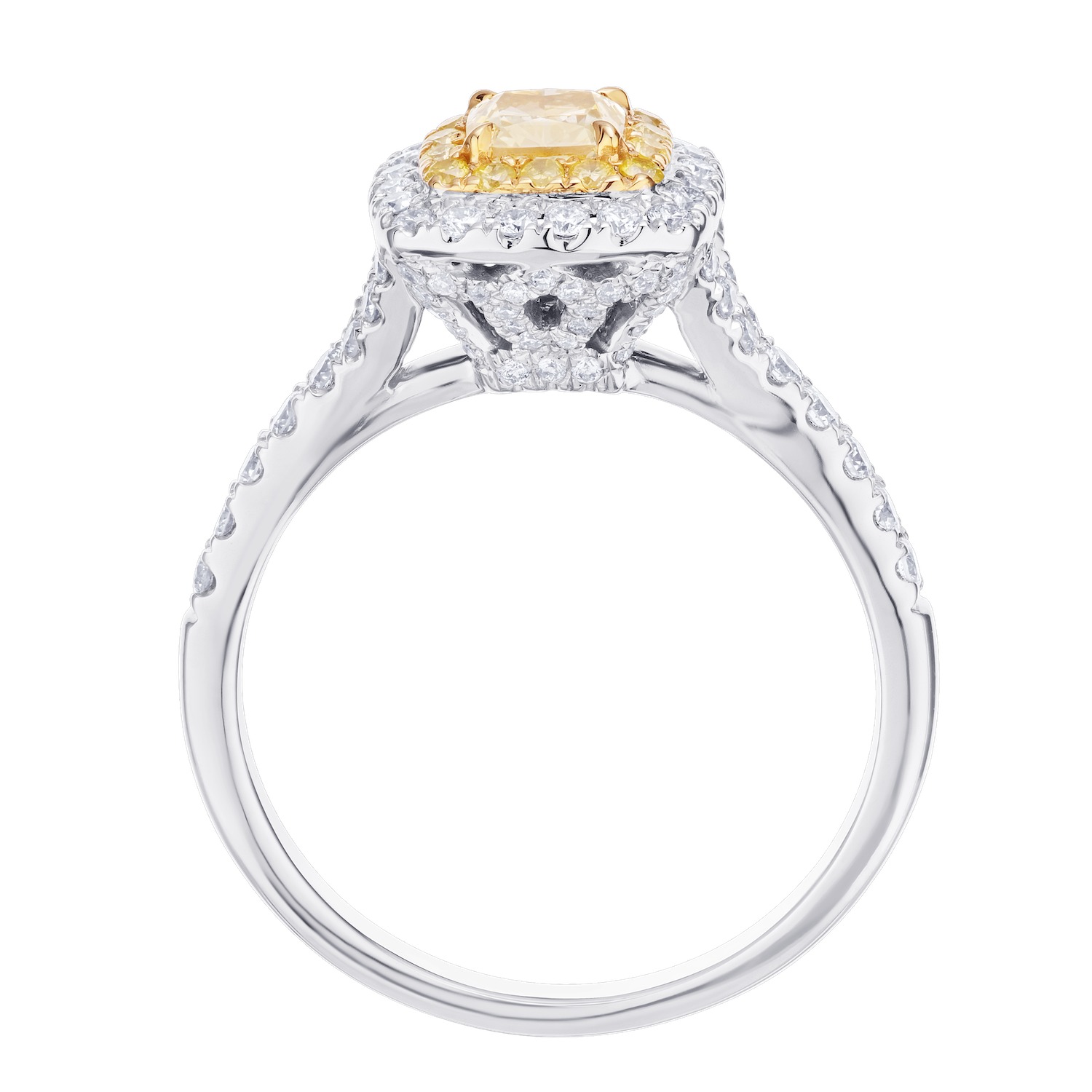 Canary Couture&trade; 14k Two Tone Ring Yellow & White Diamond 1.00 Ctw